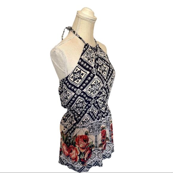 Angie Geometric & Floral Pattern Boho Romper Size Large - Picture 5 of 12